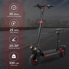 J11 Adult Electric Scooter with Seat – 800W Motor, 28mph, 30 Mile Range - Electric Scooter