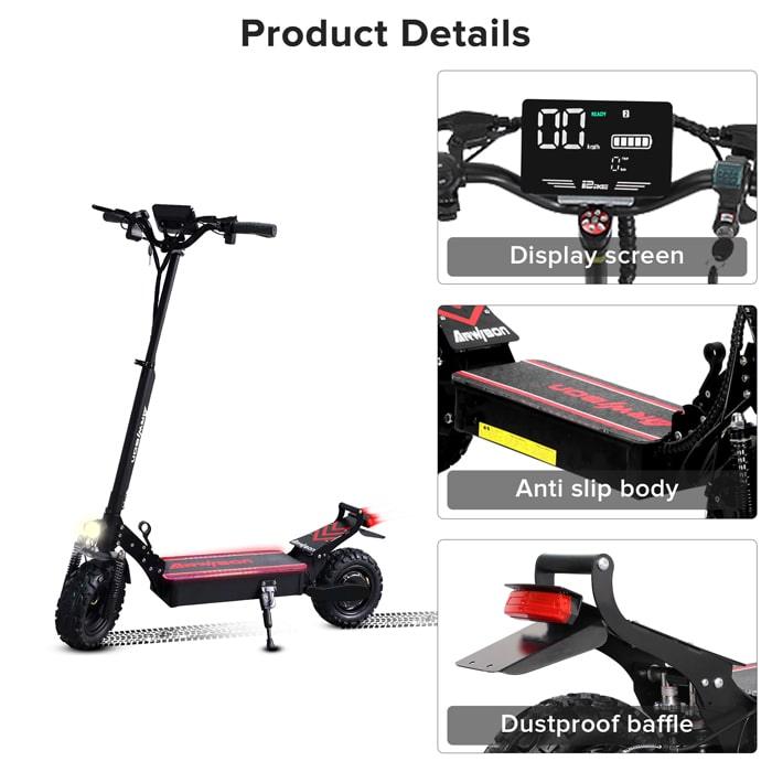 Arwibon Q30 Foldable Electric Scooter for Adults | 2500W Power, 48V Battery - Electric Scooter 